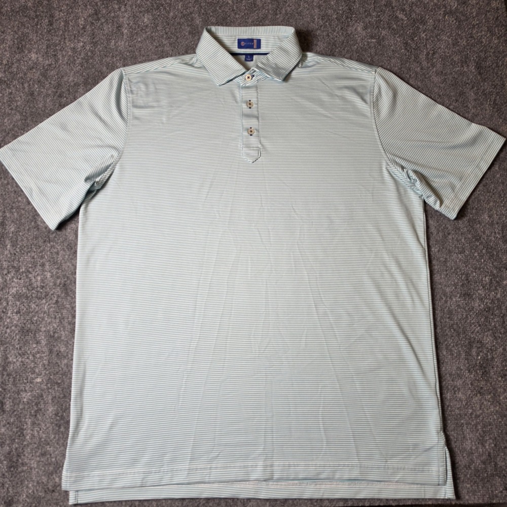 Stitch Golf Mens Mint Green Striped Performance Polo Shirt Size Large L Stretch